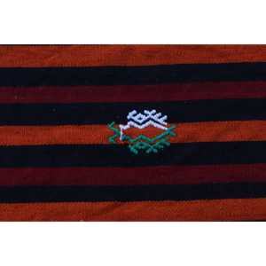 1.4x10.8 ft <b>Runner</b> Turkish Rug, <b>Red</b> Check Vintage Rug - Product Image 5