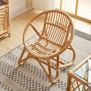 Handwoven Natural Rattan <b>Wicker</b> Chair for Garden Balcony Retro Style <b>Outdoor</b> <b>Furniture</b> Made in Vietnam - Product Image 3