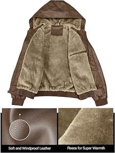 แจ็คเก็ตแฟชั่นผู้ชายทรงสลิม หนังเทียม ผ้าแคนวาส สำหรับฤดูหนาว สไตล์ไฮสตรีท คอตั้ง แห้งเร็ว ให้ลุคเหนือกาลเวลา ขายส่ง - Product Image 5