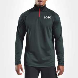 2024 personnalisé hucai hommes à manches longues col entonnoir demi-zip haut d'entraînement vêtements de sport Muscle Zip athlétique chemise de sport - Product Image 5