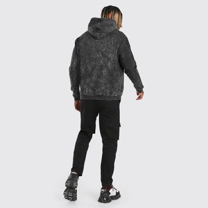 Luxe lourd 500gsm éponge coton fondu pierre lavé pull hommes sweats à capuche surdimensionné impression personnalisée Logo lavage acide hommes sweats à capuche - Product Image 2