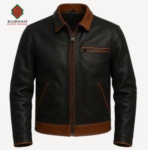 Blouson aviateur vintage en cuir synthétique marron, col mandarin, fermeture éclair décontractée d'hiver, service OEM - Product Image 5