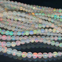 Perles rondes lisses en opale naturelle d'Éthiopie de haute qualité AA, 5 mm/6 mm, certifiées par une tierce partie, provenant d'Éthiopie, pour la fabrication de bijoux