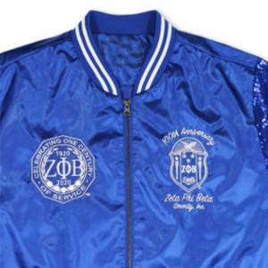 ZPB Centennial <b>Sequin</b> <b>Jacket</b> - Blue | 100% Polyester Zeta Phi Beta 100th Anniversary <b>Jacket</b> with Embroidered & <b>Sequin</b> Details - Product Image 6