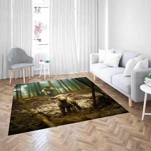 Alfombra con diseño de cordero en el bosque: Decoración rústica de animales del bosque, alfombra delgada no tejida - Product Image 3