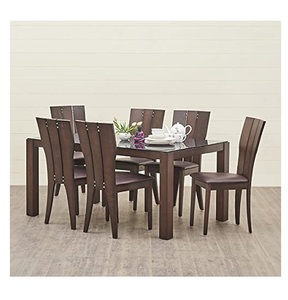 Elegante juego de mesa de comedor de madera de seis plazas con sillas resistentes para una experiencia gastronómica cómoda, elegante y funcional - Product Image 1