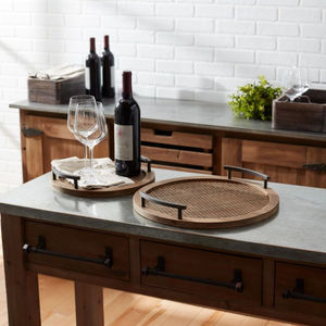 Juego de 2 Bandejas Redondas de Ratán de Diferentes Tamaños para Servir Postres, Bandejas Decorativas de Ratán Natural Hechas a Mano en Venta - Product Image 5