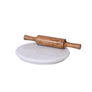 Greatest Quality Round Shape Pastry Board Handmade White Color Marble Roti Board And <b>Pin</b> At Attractive Price - Product Image 2