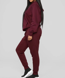 Custom Logo Cotton Slim Fitted <b>Fleece</b> <b>Jogger</b> and Hoodie Sportswear Two Piece Set For <b>Woman's</b> Sweatsuit - Product Image 1