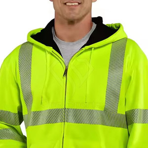 Customizable Heavy-Duty Hi Vis Reflective ANSI Class 2 Eco-Friendly Hoodie Warm Lining Zipper Waterproof Cold <b>Safety</b> <b>Clothing</b> - Product Image 5