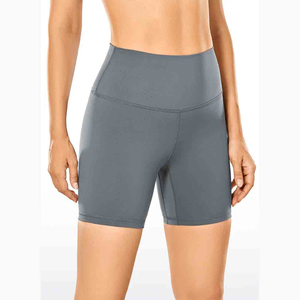 <b>Women</b> Gym Yoga Sports <b>Shorts</b> Wholesale Custom Logo 93% Polyester 7% Spandex High Waist Elastic Waist with Custom Logo - Product Image 1