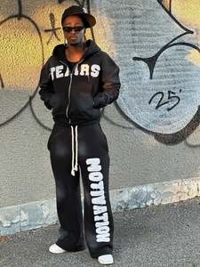 Custom <b>Manufacturer</b> Baggy Cropped Hoodie Sweatpants Tracksuit Set Blank 500 GSM 100% Cotton Heavyweight Winter Streetwear Men - Product Image 2