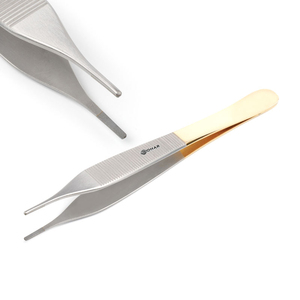 Dressing Forceps Kocher Tissue TC Gold Adson Dissecting Forceps, 15 cm / 5.9", Normal <b>Profile</b>, 1x2 Teeth Surgical - Product Image 5