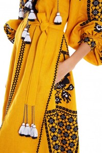 เดรส Maxi Boho แขนสั้นคอเหลี่ยมสำหรับผู้หญิงเดรสแขนสั้นปักลายสไตล์โบฮีเมียน - Product Image 6