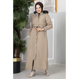 Manteau hijab à capuche Eflin beige, motif régulier, tailles 38-52, Turquie - Product Image 5
