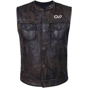 Chaleco de cuero auténtico hecho a mano para hombre, ajustado, estilo vaquero retro occidental, logotipo personalizado disponible directo de fábrica - Product Image 1