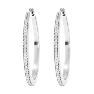 Round Diamond <b>Large</b> Hinged Huggie <b>Hoop</b> Earring For Her - Product Image 2