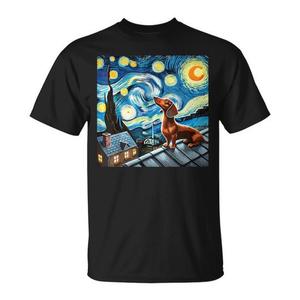 Camiseta Dachshund Starry Night Sky, camiseta gráfica de algodón unisex para adultos - Product Image 1