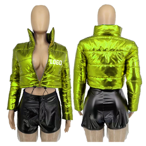 Shiny Bubble Jackets Women Winter 2025 Breathable Puffer Clothes Zipper OEM Customized Trendy Outerwear - Product Image 4