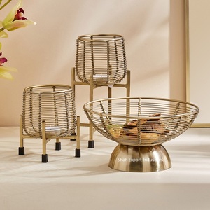 Newest Design Metal <b>Wire</b> Gold Color <b>Flower</b> Bowl With Base for Home and Wedding Tabletop Decoration <b>Flower</b> Vase - Product Image 3