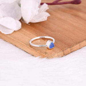 แหวนเงินแท้ 925 สไตล์คลาสสิก สำหรับงานแต่งงาน งานหมั้น หรือวันครบรอบ ประดับด้วยพลอยบลูแคลซิโดนี ตัดเจียระไนอย่างประณีต ของขวัญเครื่องประดับสุดหรูสำหรับงานปาร์ตี้ - Product Image 2