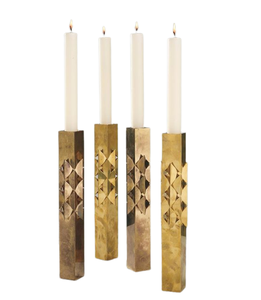 Bougeoir en métal au Design moderne avec métal en Aluminium et bougeoir de finition plaqué or fait à la main - Product Image 3