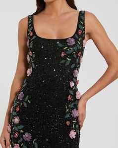 Robe en mousseline de polyester 100% faite à la main, anti-rides, pour femmes, col rond, silhouette droite, sans manches, confortable, sexy - Product Image 6