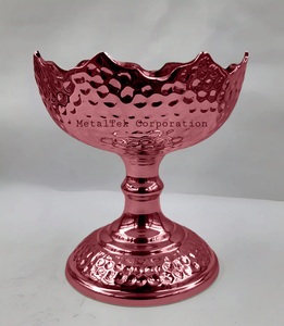 Cuenco de helado de Chocolate con fruta de Pedestal texturizado martillado festoneado, vajilla de colores personalizada, decoraciones de mesa de regalo ideales - Product Image 2