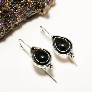 925ต่างหูเงินสเตอร์ลิงทองแดงสีเทอร์ควอยซ์สีดำต่างหูห้อยห้อยเครื่องประดับขายส่งราคาโรงงาน - Product Image 2