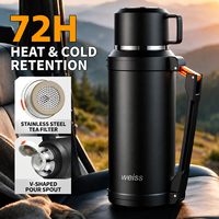 Botol Termos Stainless Steel 72 Jam Tahan Panas Dingin dengan Saringan Teh, Wadah Air Terisolasi untuk Mobil, Berkemah, dan Bepergian