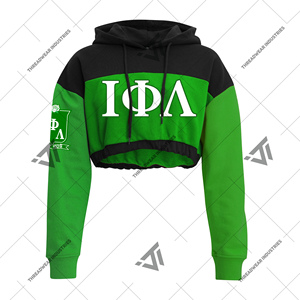 Custom Greek Iota Phi Lambda Sorority Clothing Embroidered Colorblock Hoodie Crop <b>Top</b> Jacket Athleisure Wear Greek Paraphernalia - Product Image 1