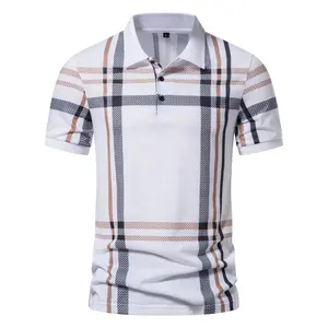 2023 Summer Men's New POLO T-shirt Stripe Half Open Neck T-shirts Office Business Casual Breathable Short Sleeve Graphic Tees