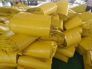 ผ้าใบโพลีเอสเตอร์สีเหลืองความแข็งแรงสูง กันน้ำ สำหรับงานหนัก ใช้คลุมกลางแจ้ง - Product Image 4