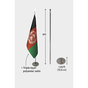 Drapeau intérieur afghan officiel 3x5 pieds, logo personnalisé, fanion en nylon, mât en aluminium, techniques d'impression numérique pour usage automobile - Product Image 6