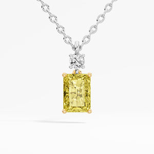 Collar con colgante de estilo étnico chapado en rodio de 14K/18K de diamante cultivado en laboratorio de corte radiante para mujer más vendido, amarillo soleado - Product Image 5