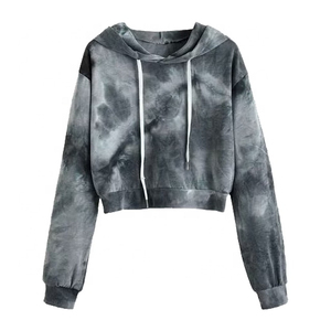 Vêtements de sport en coton lourd pour femmes à capuche longue entraînement sport gymnastique cravate teinture hiver Streetwear respirant tricoté goutte avant - Product Image 1