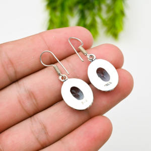 <b>Blue</b> <b>Topaz</b> Hoop <b>Earrings</b> 925 Silver Luxury - Product Image 3