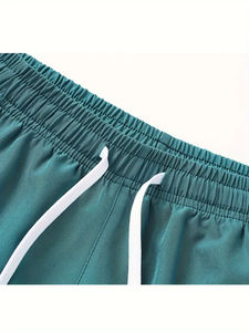 Pantalones cortos de microfibra negros de alta calidad para hombre con cierre de cordón con logotipo personalizado de tela de malla-Street Swear Brand Casual Plain Style - Product Image 2