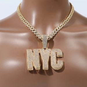 Colgante con letra personalizada Iced Out, Plata de Ley 925 VVS Moissanite, nombre de diamante, colgante con logotipo inicial, joyería de Hip Hop - Product Image 1