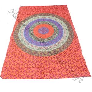 Handmade Indian Mandala Boho Bohemian Hand Printed Block Printed Hippy <b>Picnic</b> Beach <b>Rug</b> Tapestry - Product Image 1