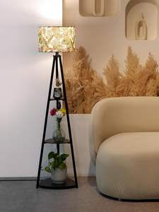 Vintage Style Beautiful Printed Series Tripod <b>Floor</b> <b>Lamp</b> Teak Wooden <b>Floor</b> <b>Lamp</b> in Jute <b>Shade</b> Brown LED wholesale supply - Product Image 4