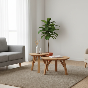 Nouvelle arrivée Table d'appoint ronde en teck massif moderne pour villa, jardin, plage, parc et hôtel - Product Image 5