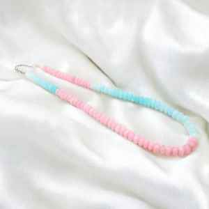 สร้อยคอลูกปัดโอปอลสีฟ้าและชมพูฟ้าขนาด7มม. 8มม. 9มม. พร้อมตะขอเงินสเตอร์ลิง925พร้อมของขวัญ - Product Image 6