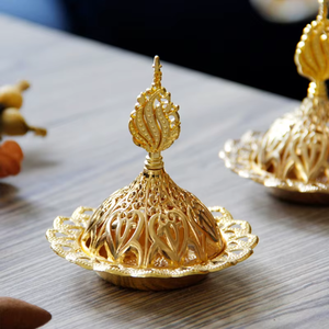 Golden Dome <b>Ceramic</b> Incense Burner Iron Stand Indian Incense Eco-Friendly Home Hotel Decor for Eid Arabic Aromatherapy <b>Diffuser</b> - Product Image 4