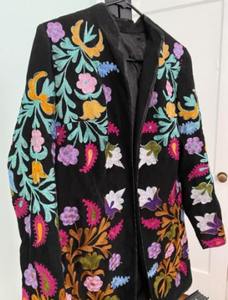 Veste ethnique pour femmes, broderie multicolore, manches longues, col montant, Boho Explosive - Product Image 4
