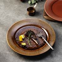 Vaisselle de buffet vintage durable personnalisée YAYU pour hôtels et restaurants, assiettes en céramique japonaise marron moucheté colorées pour restaurants