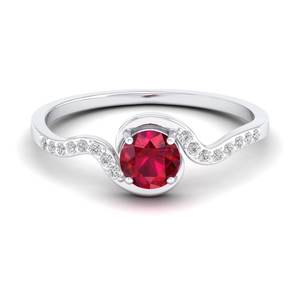 REYES IGI Certified 14K Gold Diamond with Ruby Gemstone Solitaire <b>Ring</b> For Women Wholesale Price Minimalist Fine Jewelry - Product Image 1