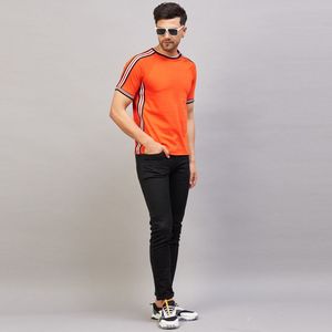 Venta al por mayor de camisetas de los hombres de alta calidad Slim Fit cuello redondo 100% algodón con logotipo personalizado en blanco camisetas de los hombres de tela de punto - Product Image 3