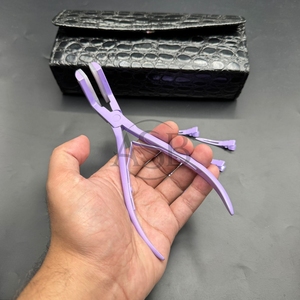 Ruban en acier inoxydable robuste violet dans la pince d'extension de cheveux de qualité supérieure avec pinces à poignée en silicone peigne trousse à outils d'extension de cheveux - Product Image 5