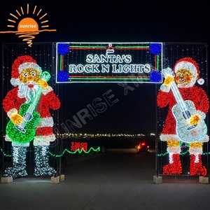 Décoration lumineuse LED de Noël avec motif Père Noël, guitares et éclairages festifs musicaux pour centre commercial, place publique, événement - Product Image 2
